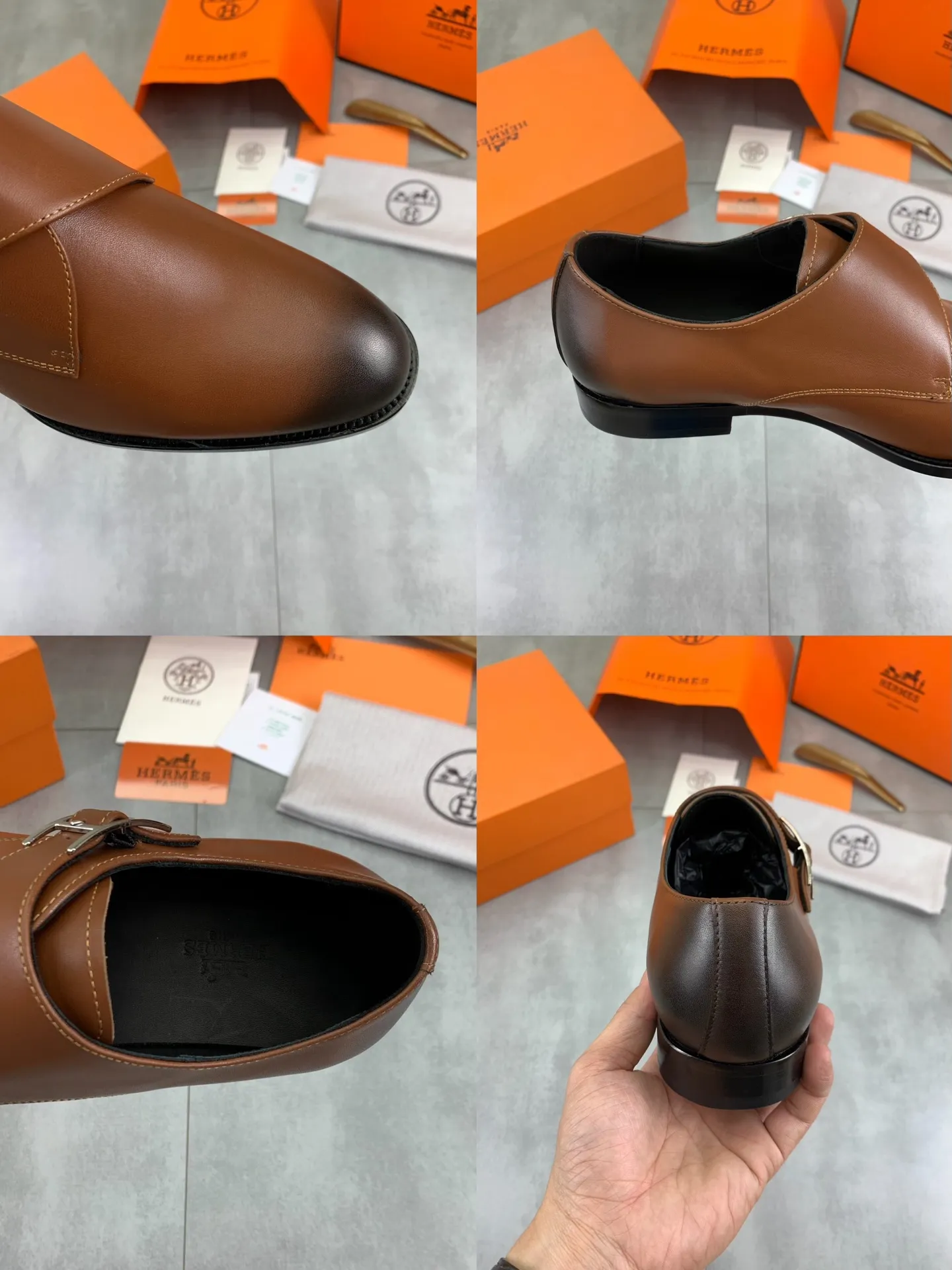 Factory price P940 💰💎💎💎 Original genuine leather outsole Brand: Hermès Grade: Same as the official website Original quality materials: Original soft calfskin Water-dyed cowhide lining Original Italian genuine leather outsole Style categories: Men's fashion Formal casual leather shoes Slip-on men's shoes series Young fashion European and American trends British style Code number: 39-45 (38.46 can be customized)